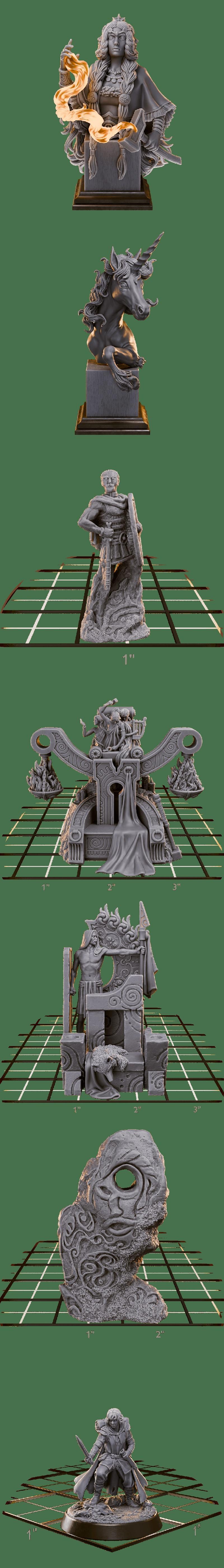 Collection of Celtic mythology-themed miniatures from Loot Studios, featuring gods, goddesses, and creatures on small...