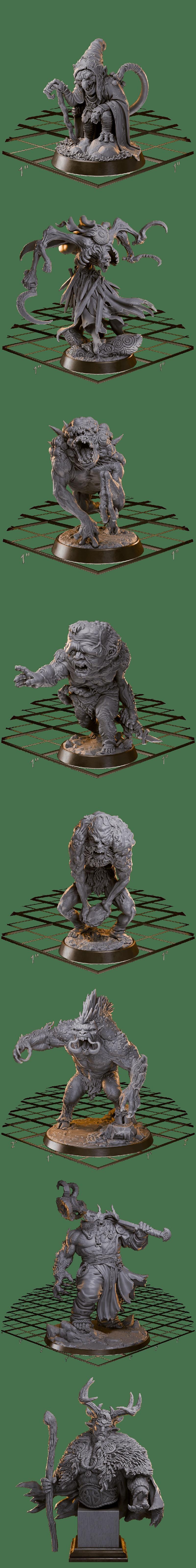 Collection of Celtic mythology-themed miniatures from Loot Studios, featuring gods, goddesses, and creatures on small...