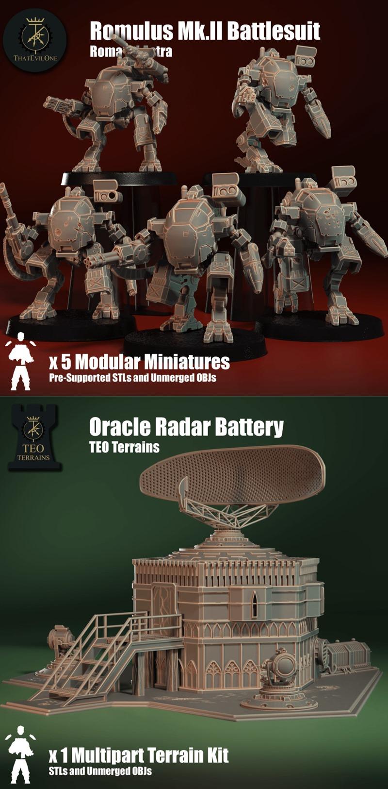 Collection of modular sci-fi miniatures: Khathar catfolk infantry, command units, fire support artillery, and Shigue...