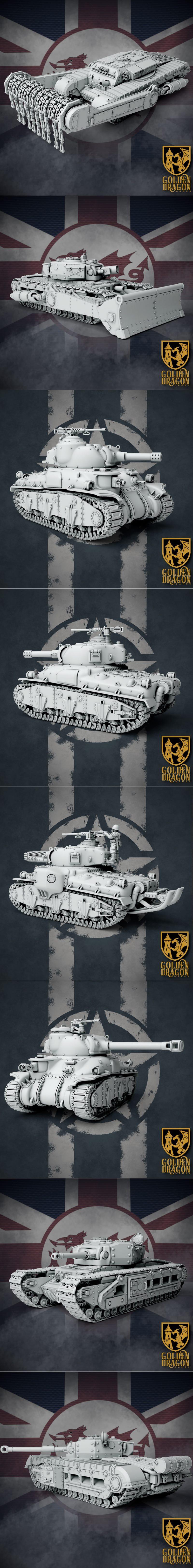 Collection of 3D printable historical military miniatures and a tank, featuring soldiers with rifles and machine guns...