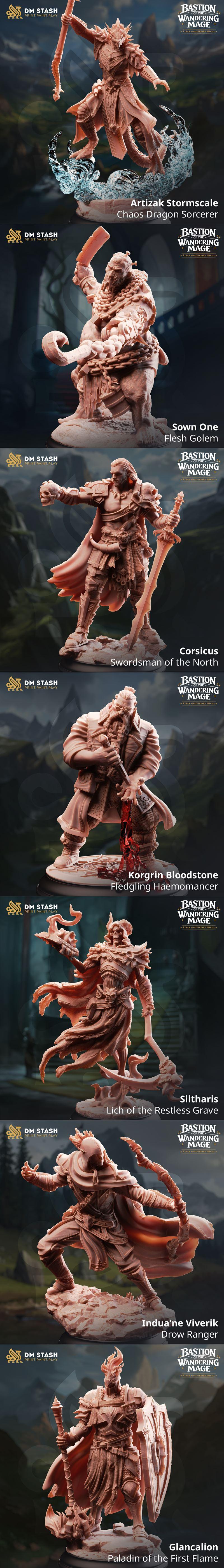 3D print miniatures: Lydia the Untarnished Golden Griffin Sergeant with sword and shield, Octavia Resistance Fighter...