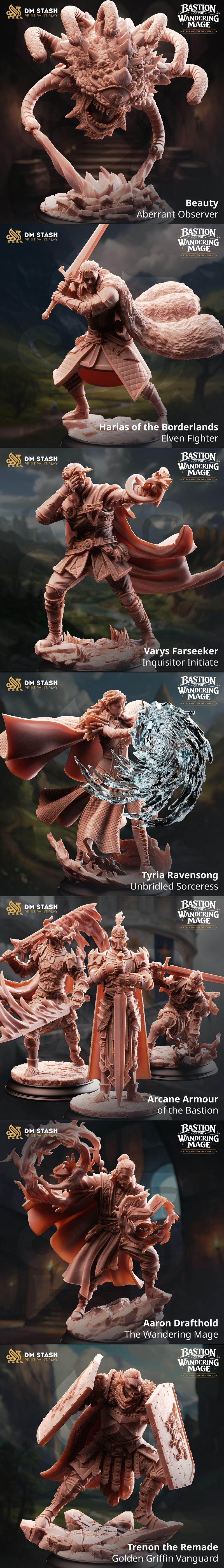 3D print miniatures: Lydia the Untarnished Golden Griffin Sergeant with sword and shield, Octavia Resistance Fighter...